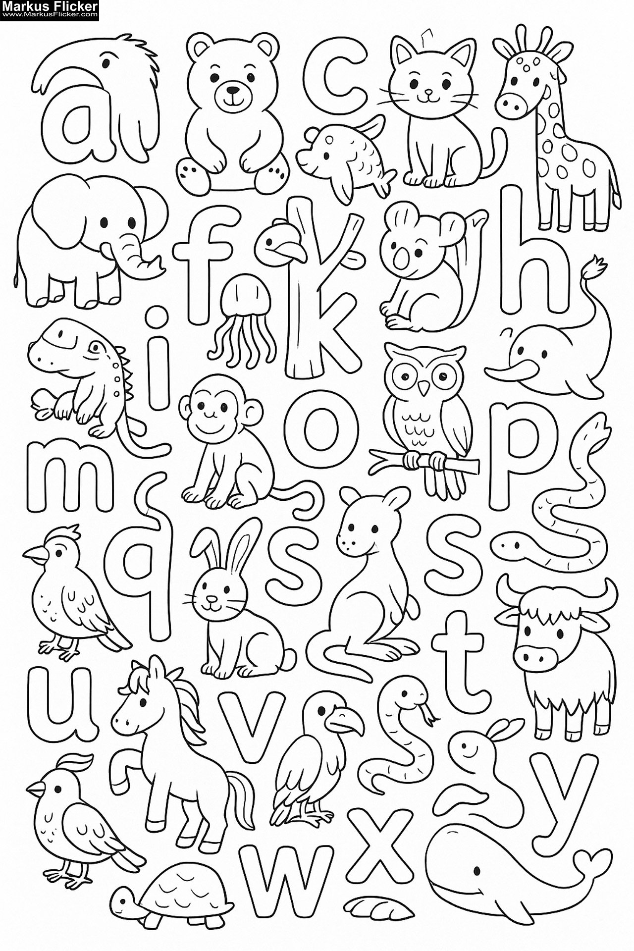 Mein Tierisches ABC – Ausmalspaß mit 26 Freunden. Alphabet lernen. ABC & Tiere – Buchstaben lernen mit Farben. Buchstaben malen, Tiere entdecken! Lernspaß mit Tieren. Malen, Lernen, Staunen inkl. Wimmelbilder zum Ausmalen