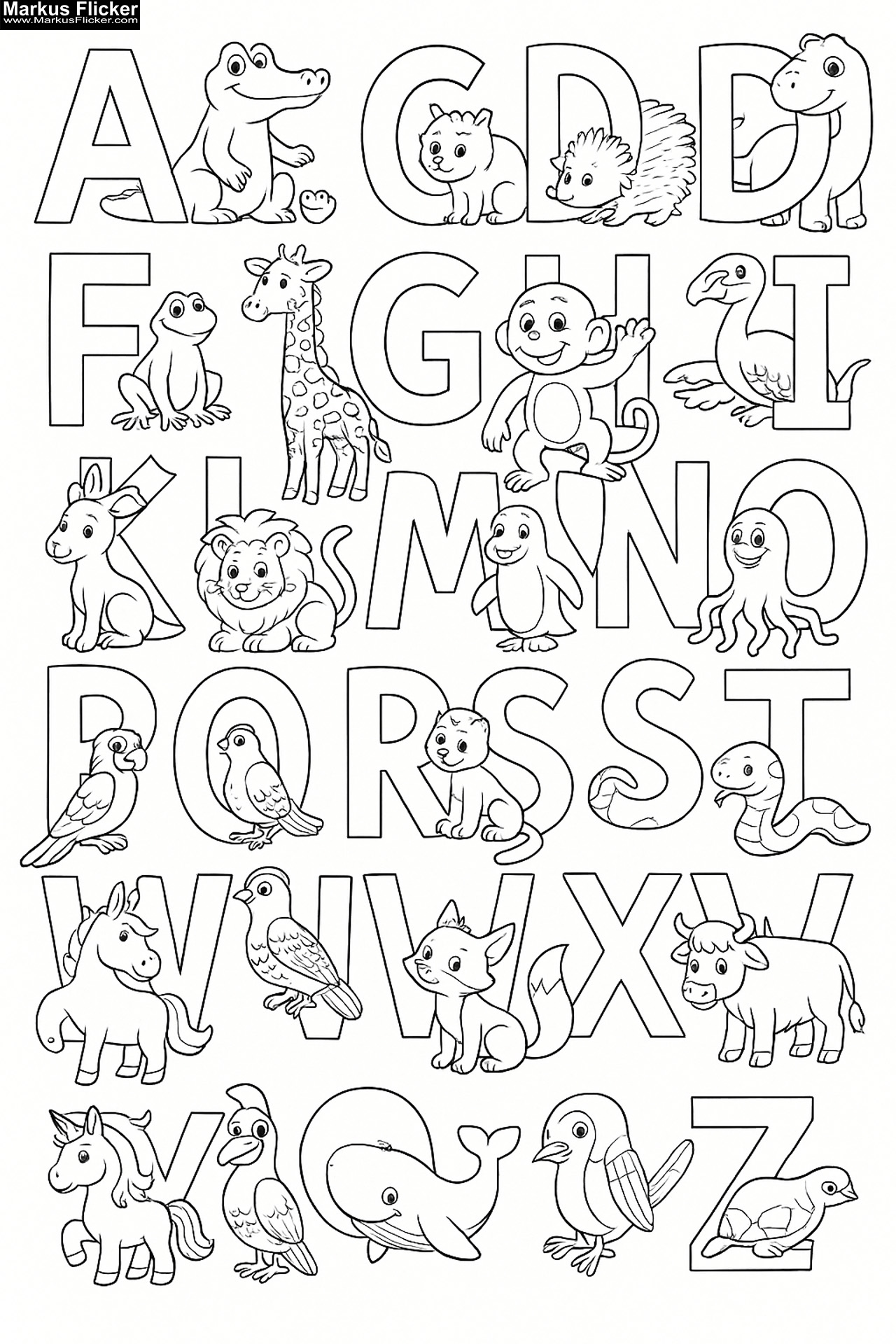 Mein Tierisches ABC – Ausmalspaß mit 26 Freunden. Alphabet lernen. ABC & Tiere – Buchstaben lernen mit Farben. Buchstaben malen, Tiere entdecken! Lernspaß mit Tieren. Malen, Lernen, Staunen inkl. Wimmelbilder zum Ausmalen