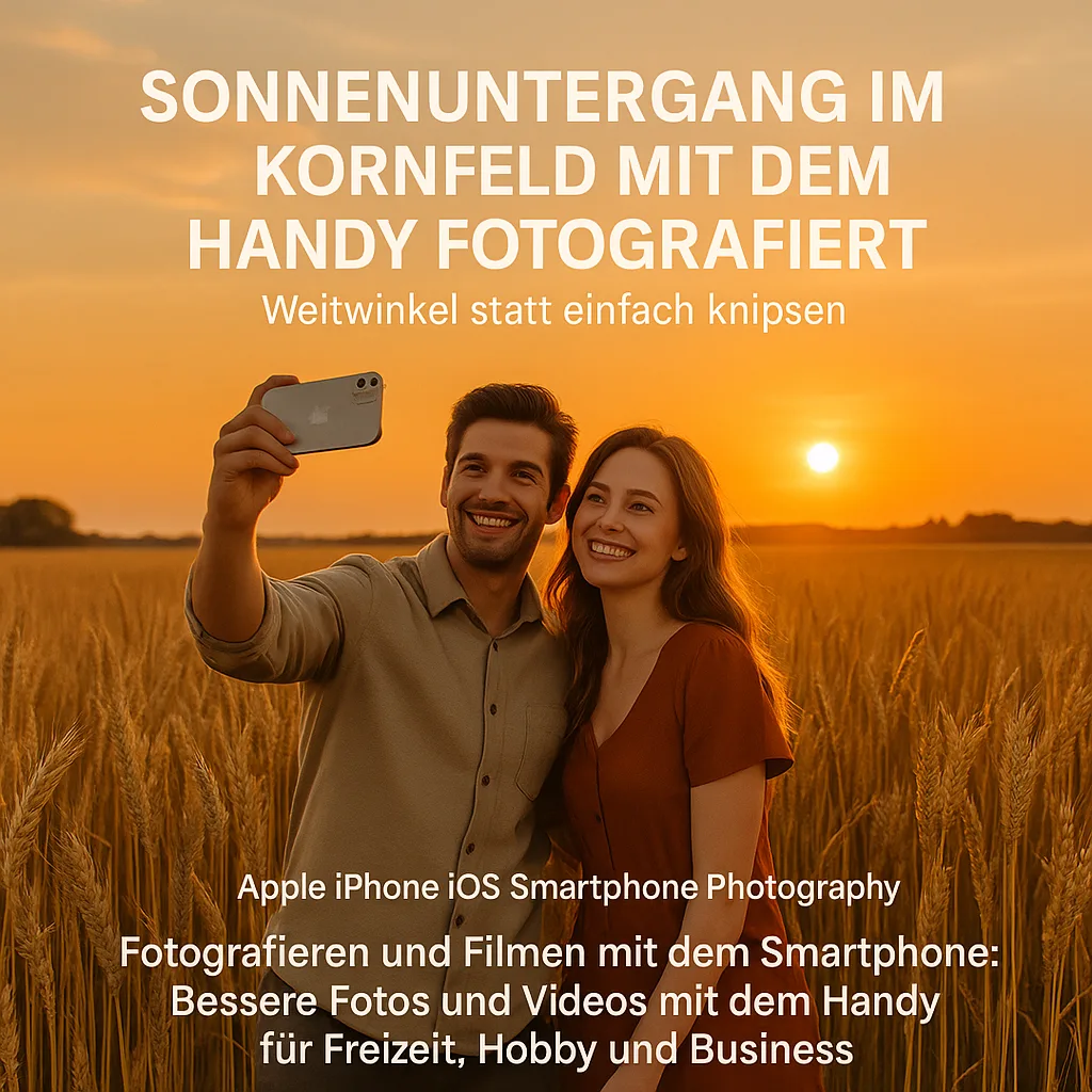 Sonnenuntergang im Kornfeld mit dem Handy fotografiert. Weitwinkel statt einfach knipsen. Apple iPhone iOS Smartphone Photography Sonnenuntergang im Kornfeld mit dem Handy fotografiert. Weitwinkel statt einfach knipsen. Apple iPhone iOS Smartphone Photography