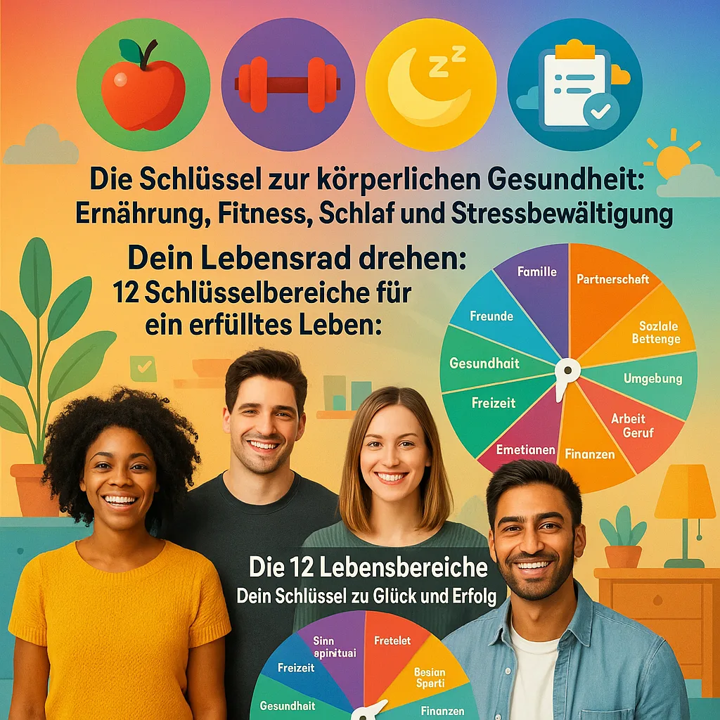 Die Schlüssel zur körperlichen Gesundheit: Ernährung, Fitness, Schlaf und Stressbewältigung Dein Lebensrad drehen: 12 Schlüsselbereiche für ein Erfülltes Leben: Die 12 Lebensbereiche: Dein Schlüssel zu Glück und Erfolg