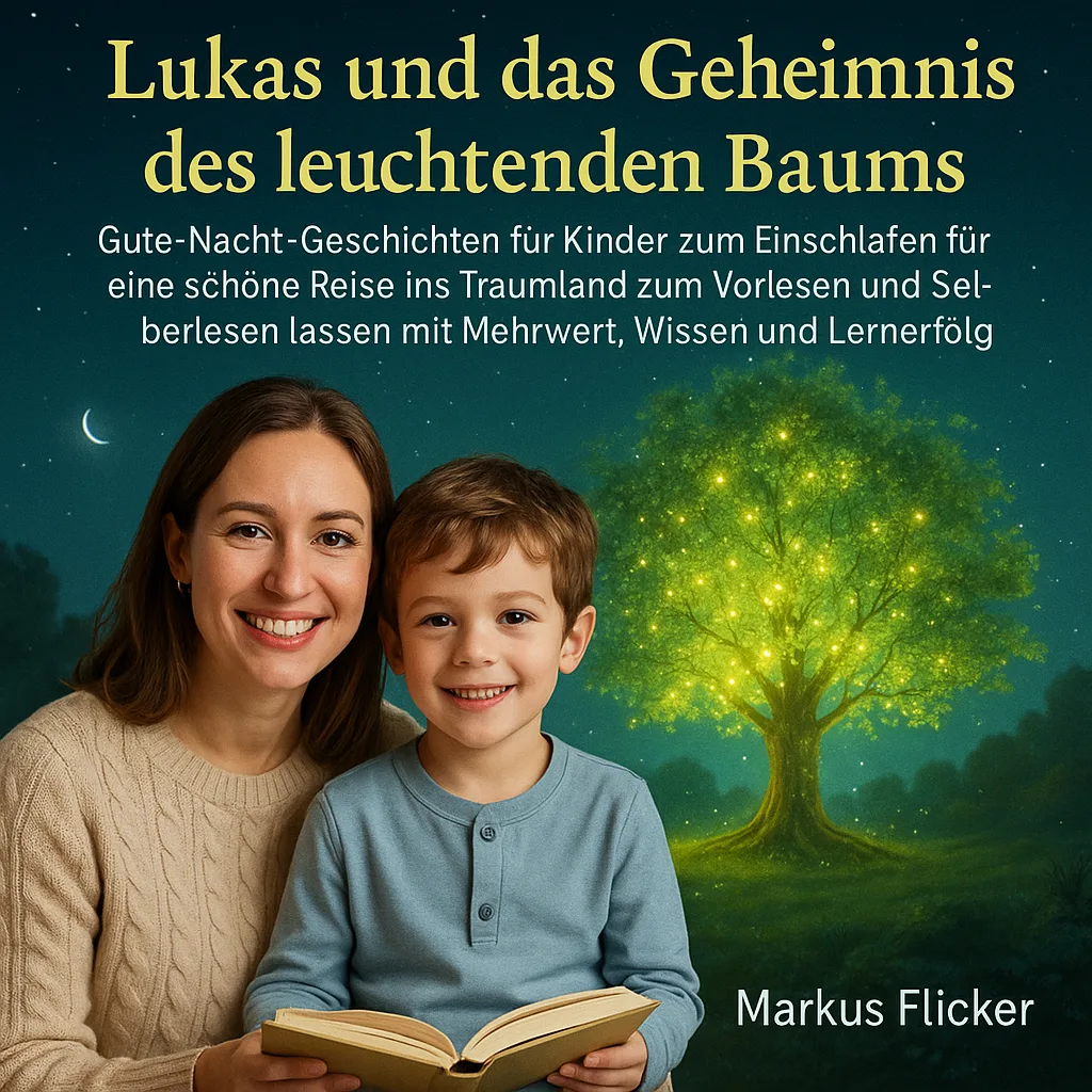 Lukas und das Geheimnis des leuchtenden Baums. Gute Nacht Geschichten für Kinder zum Einschlafen für eine schöne Reise ins Traumland zum Vorlesen und selber lesen lassen mit Mehrwert, Wissen und Lernerfolg Buch von Markus Flicker