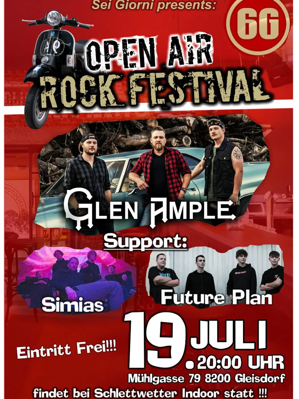 Mehr über den Artikel erfahren Open Air Rock Festival Glen Ample Simias Future Plan Sei Giorni Bar Gleisdorf 19. Juli