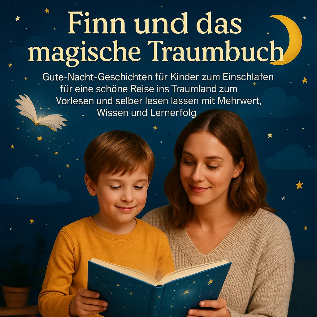 Finn und das magische Traumbuch. 26 Gute Nacht Geschichten für Kinder zum Einschlafen für eine schöne Reise ins Traumland zum Vorlesen und selber lesen lassen mit Mehrwert, Wissen und Lernerfolg