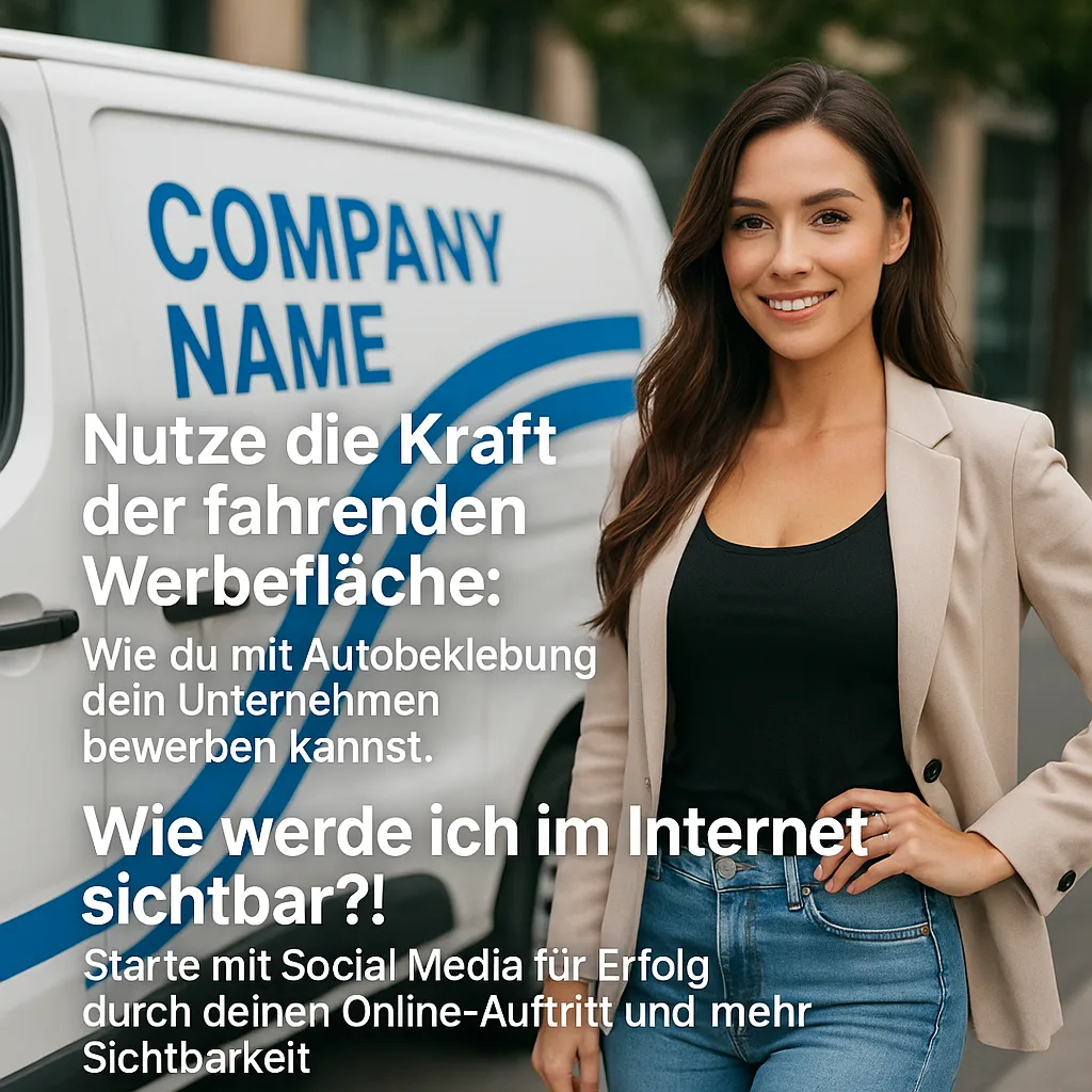 Nutze die Kraft der fahrenden Werbefläche: Wie du mit Autobeklebung dein Unternehmen bewerben kannst. Wie werde ich im Internet sichtbar?!: Starte mit Social Media für Erfolg durch deinen Online Auftritt und mehr Sichtbarkeit