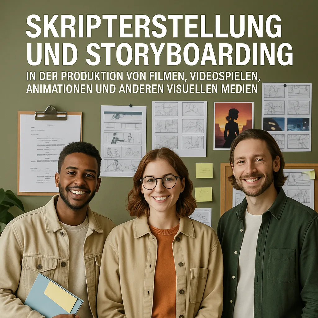 Skripterstellung und Storyboarding in der Produktion von Filmen, Videospielen, Animationen und anderen visuellen Medien