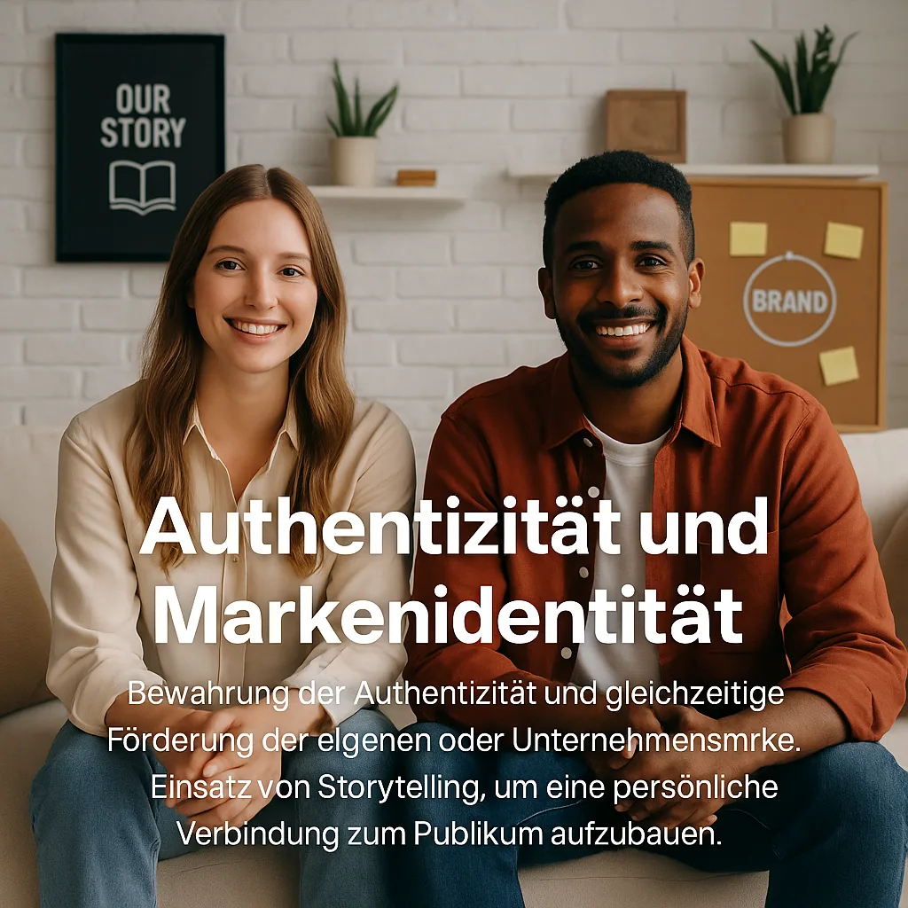 Authentizität und Markenidentität. Bewahrung der Authentizität und gleichzeitige Förderung der eigenen oder Unternehmensmarke. Einsatz von Storytelling, um eine persönliche Verbindung zum Publikum aufzubauen