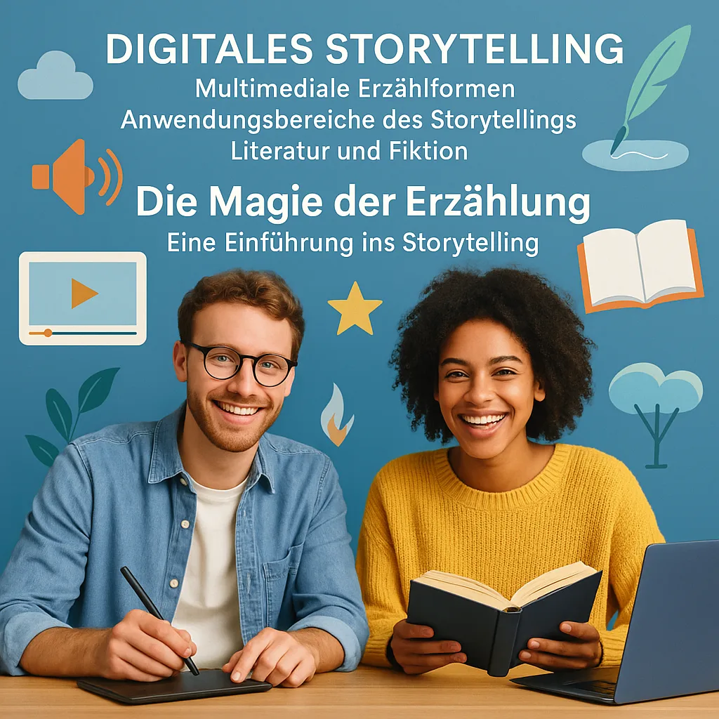 Digitales Storytelling. Multimediale Erzählformen. Anwendungsbereiche des Storytellings. Literatur und Fiktion. Die Magie der Erzählung, eine Einführung ins Storytelling. Anwendung, Wirkung und warum Geschichten uns fesseln.