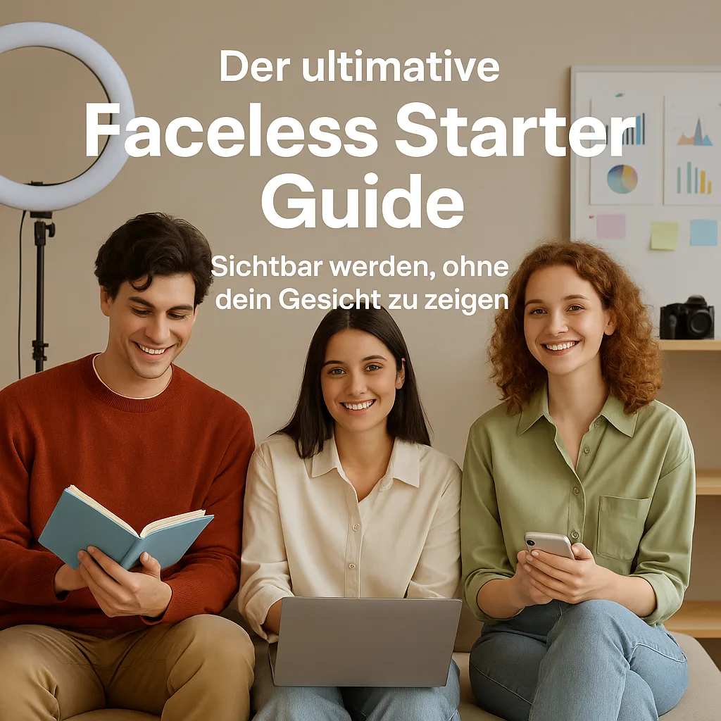 Mehr über den Artikel erfahren Der ultimative Faceless Starter Guide sichtbar werden, ohne dein Gesicht zu zeigen mit 96 Seiten Praxiswissen
