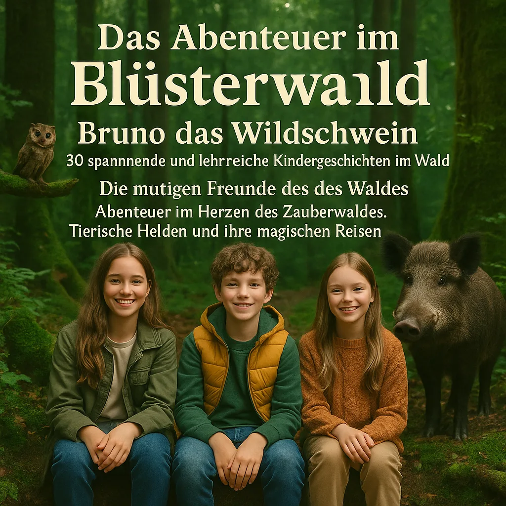 Das Abenteuer im Flüsterwald. Bruno das Wildschwein. 30 Spannende und lehrreiche Kindergeschichten im Wald. Die mutigen Freunde des Waldes. Abenteuer im Herzen des Zauberwaldes. Tierische Helden und ihre magischen Reisen.
