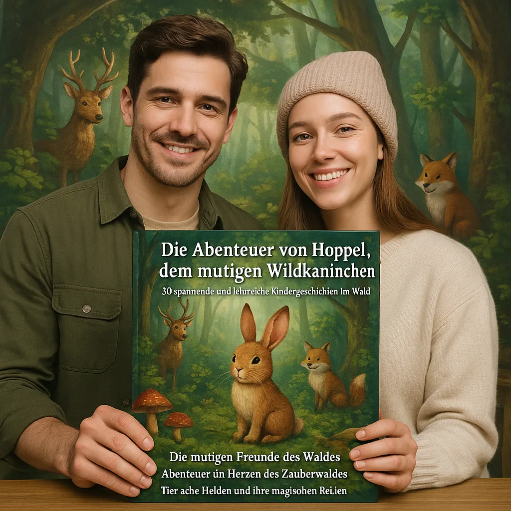 Die Abenteuer von Hoppel, dem mutigen Wildkaninchen. 30 Spannende und lehrreiche Kindergeschichten im Wald. Die mutigen Freunde des Waldes. Abenteuer im Herzen des Zauberwaldes. Tierische Helden und ihre magischen Reisen.