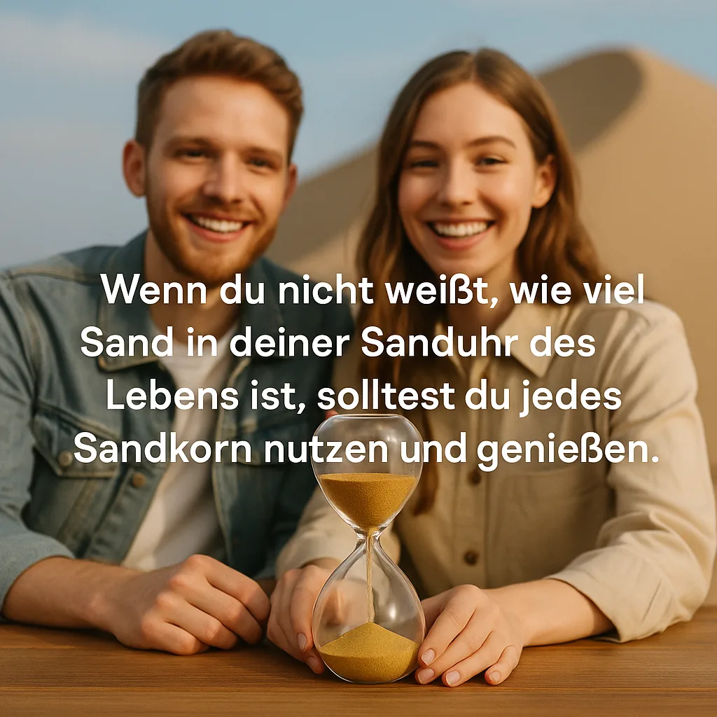 Wenn du nicht weißt, wie viel Sand in deiner Sanduhr des Lebens ist, solltest du jedes Sandkorn nutzen und genießen