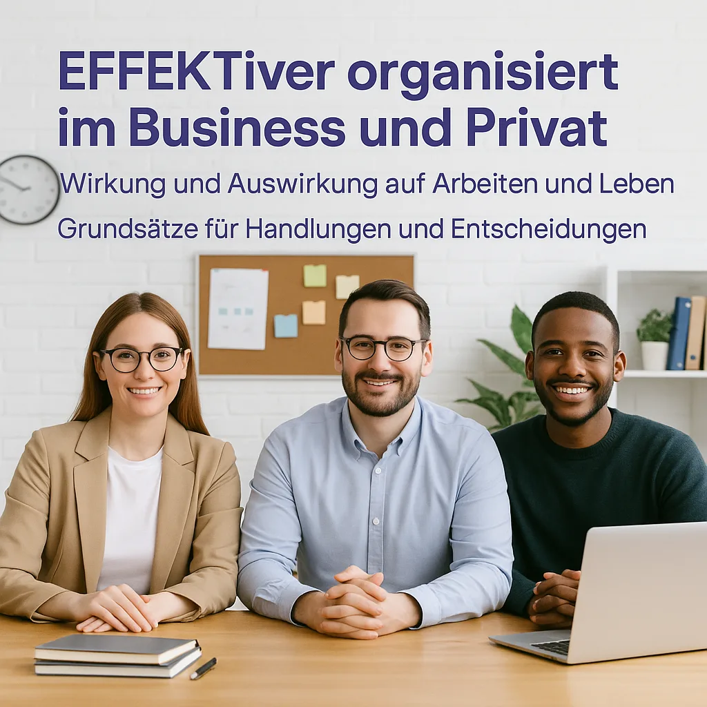 EFFEKTiver organisiert im Business und Privat. Wirkung und Auswirkung auf Arbeiten und Leben. Grundsätze für Handlungen und Entscheidungen.