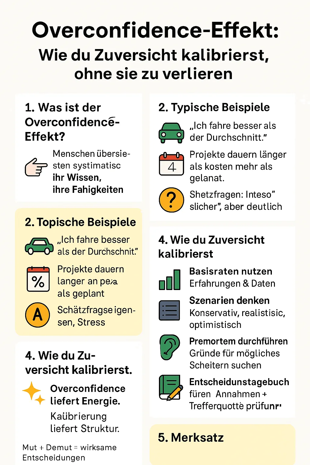 Overconfidence-Effekt: Wie du Zuversicht kalibrierst, ohne sie zu verlieren