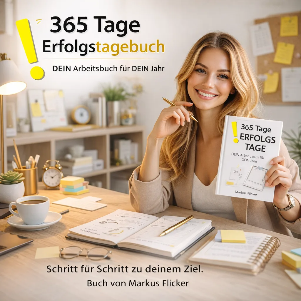 Mehr über den Artikel erfahren 365 Tage Erfolgstagebuch DEIN Arbeitsbuch für DEIN Jahr Schritt für Schritt zu deinem Ziel. Buch von Markus Flicker