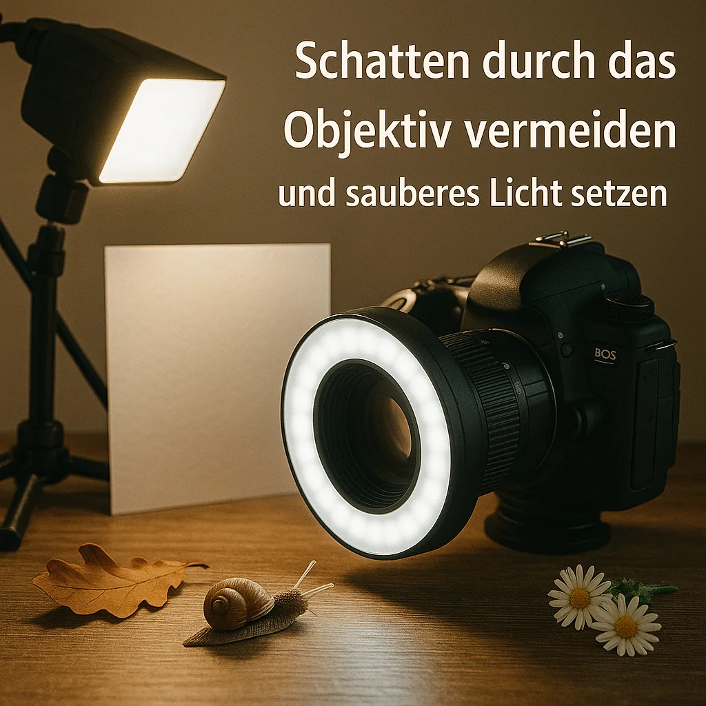 Makrofotografie: Schatten durch das Objektiv vermeiden und sauberes Licht setzen