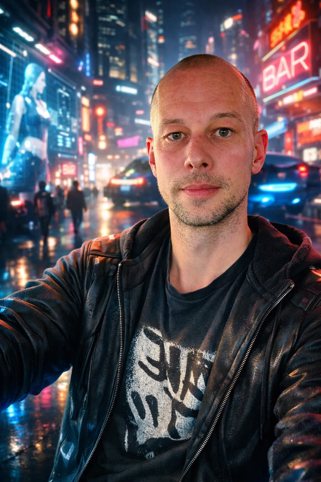 Cyberpunk-Straßenporträt