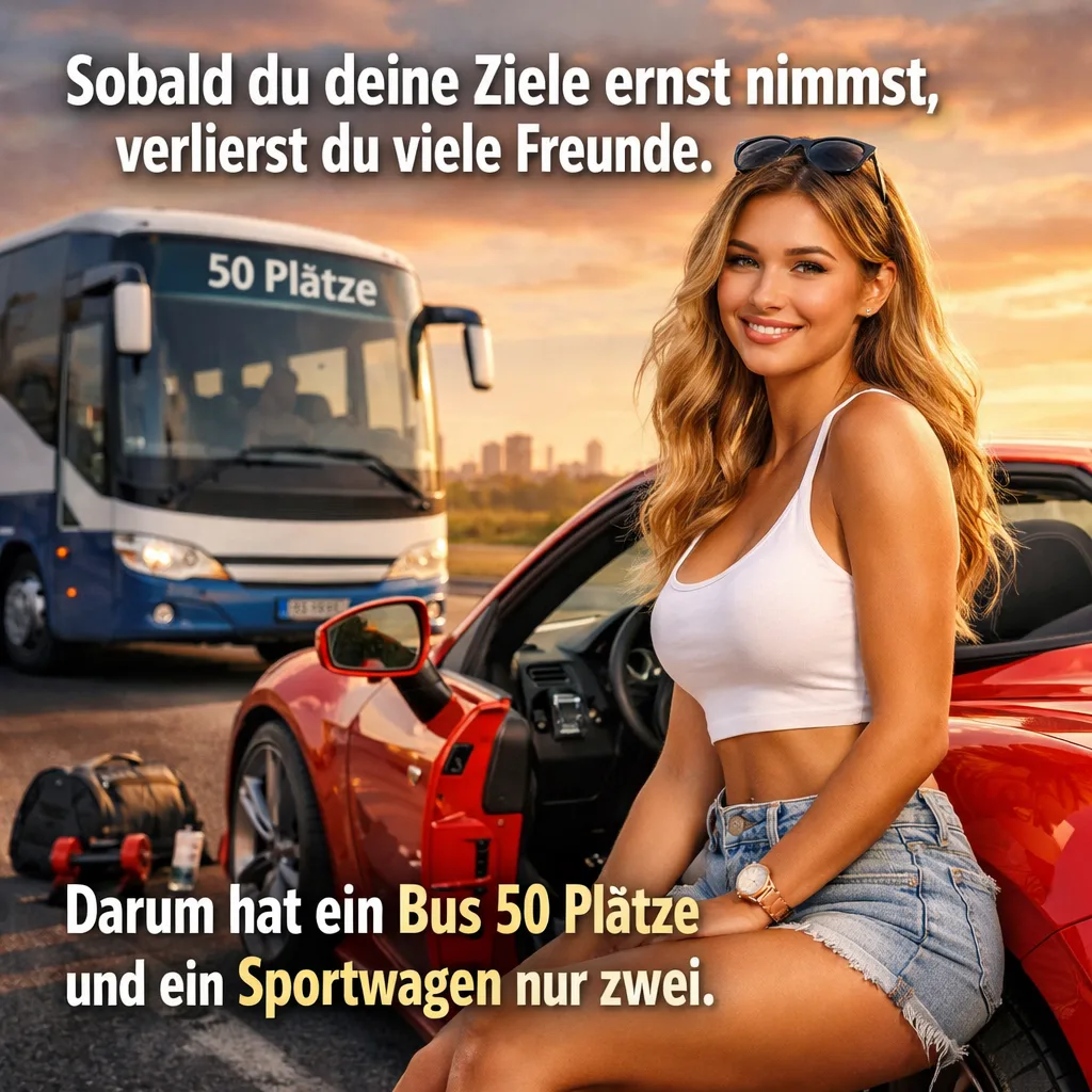 Sobald du deine Ziele ernst nimmst, verlierst du viele Freunde. Darum hat ein Bus 50 Plätze und ein Sportwagen nur zwei.