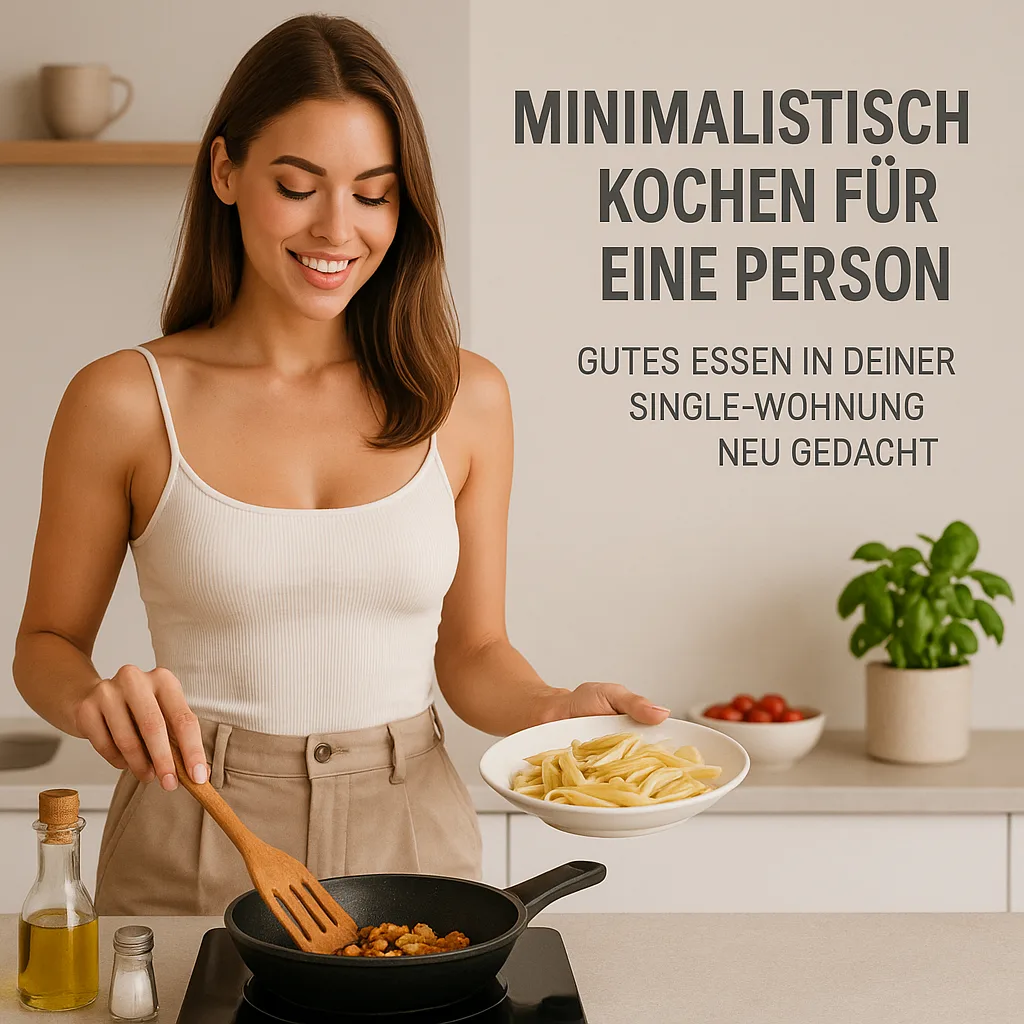 Mehr über den Artikel erfahren Minimalistisch kochen für eine Person – Gutes Essen in deiner Single-Wohnung neu gedacht inkl. 37 praktische, alltagstaugliche Tipps und Tricks