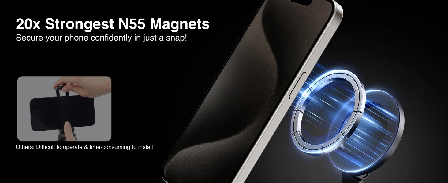 Magsafe Handy Halterung für Stativ und Kamera – Der perfekte Stativ Adapter für iPhone Pro Max, Vlogging & Fotografie Magnetische Handy Halterung Stativ, Magsafe Stativ Adapter - Aluminium Kamerastativhalterung mit 1/4" Schraube & Cold Shoe - Kompatibel mit iPhone