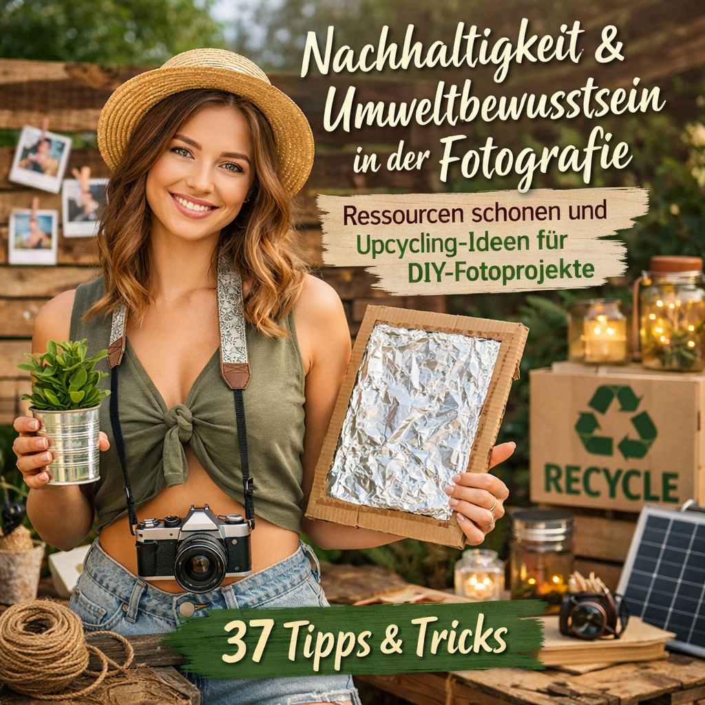 Mehr über den Artikel erfahren Nachhaltigkeit und Umweltbewusstsein in der Fotografie. Ressourcen schonen und Upcycling-Ideen für DIY-Fotoprojekte inkl. 37 Tipps und Tricks