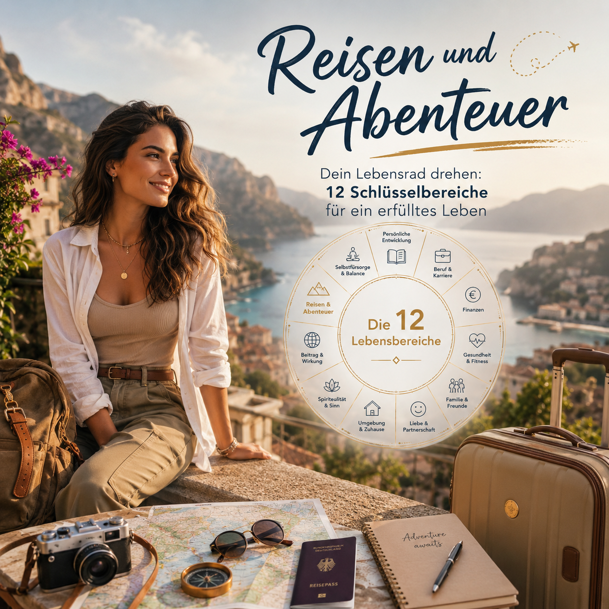 Reisen und Abenteuer. Dein Lebensrad drehen: 12 Schlüsselbereiche für ein Erfülltes Leben: Die 12 Lebensbereiche