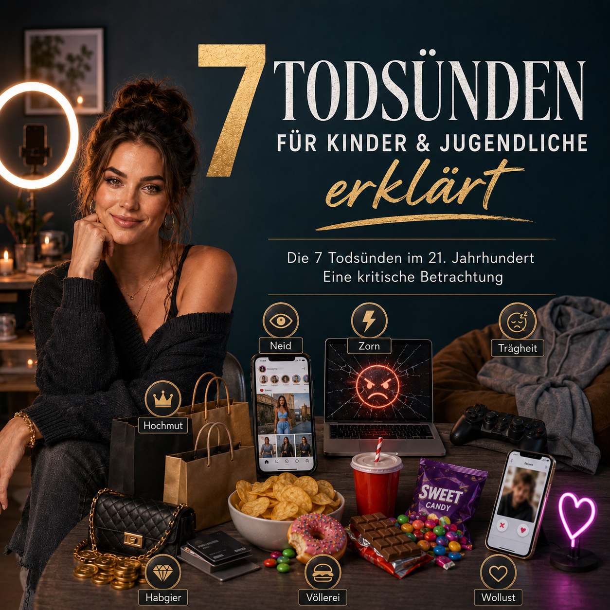 7 Todsünden für Kinder und Jugendliche erklärt. Die 7 Todsünden im 21sten Jahrhundert. Eine kritische Betrachtung.