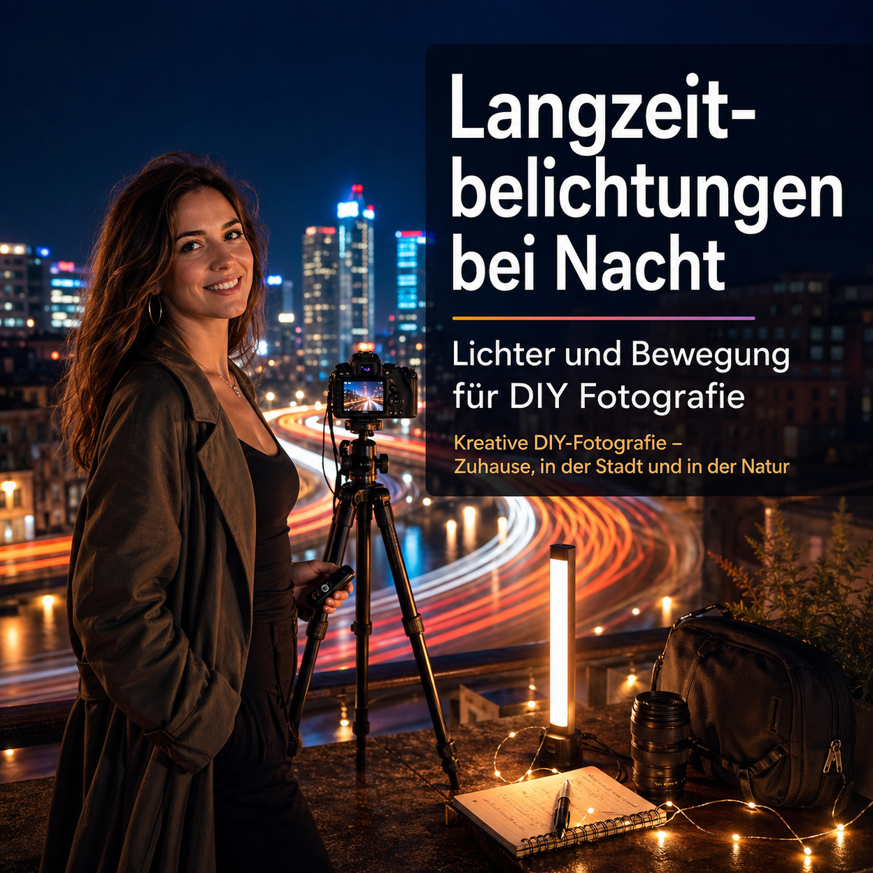 Langzeitbelichtungen bei Nacht: Lichter und Bewegung für DIY Fotografie. Kreative DIY-Fotografie – Zuhause, in der Stadt und in der Natur