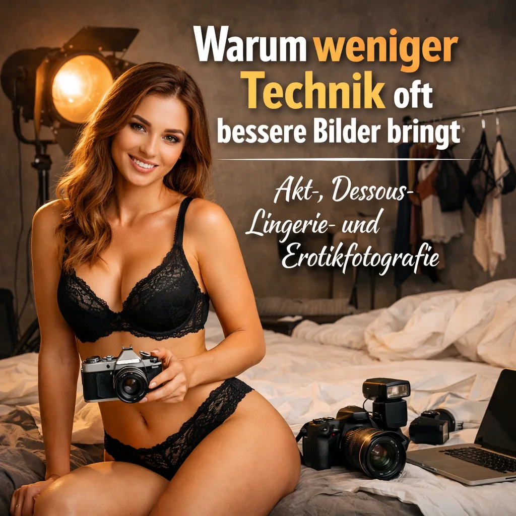 Mehr über den Artikel erfahren Warum weniger Technik oft bessere Bilder bringt – Akt-, Dessous-, Lingerie- und Erotikfotografie inkl. 17 Punkte Checkliste