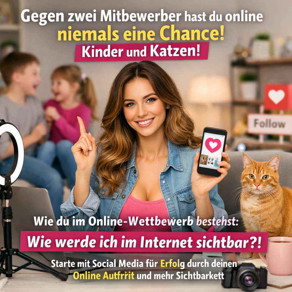 Gegen zwei Mitbewerber hast du online niemals eine Chance! Kinder und Katzen! Wie du im Online-Wettbewerb bestehst. Wie werde ich im Internet sichtbar?!: Starte mit Social Media für Erfolg durch deinen Online Auftritt und mehr Sichtbarkeit
