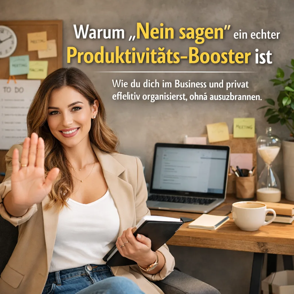 Warum „Nein sagen“ ein echter Produktivitäts-Booster ist. Wie du dich im Business und privat effektiv organisierst, ohne auszubrennen Warum „Nein sagen“ ein echter Produktivitäts-Booster ist. Wie du dich im Business und privat effektiv organisierst, ohne auszubrennen