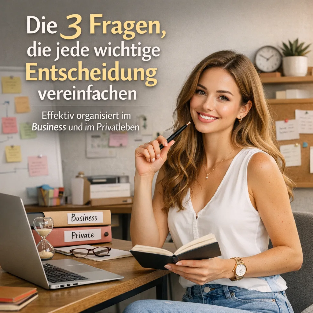 Mehr über den Artikel erfahren Die 3 Fragen, die jede wichtige Entscheidung vereinfachen. Effektiv organisiert im Business und im Privatleben