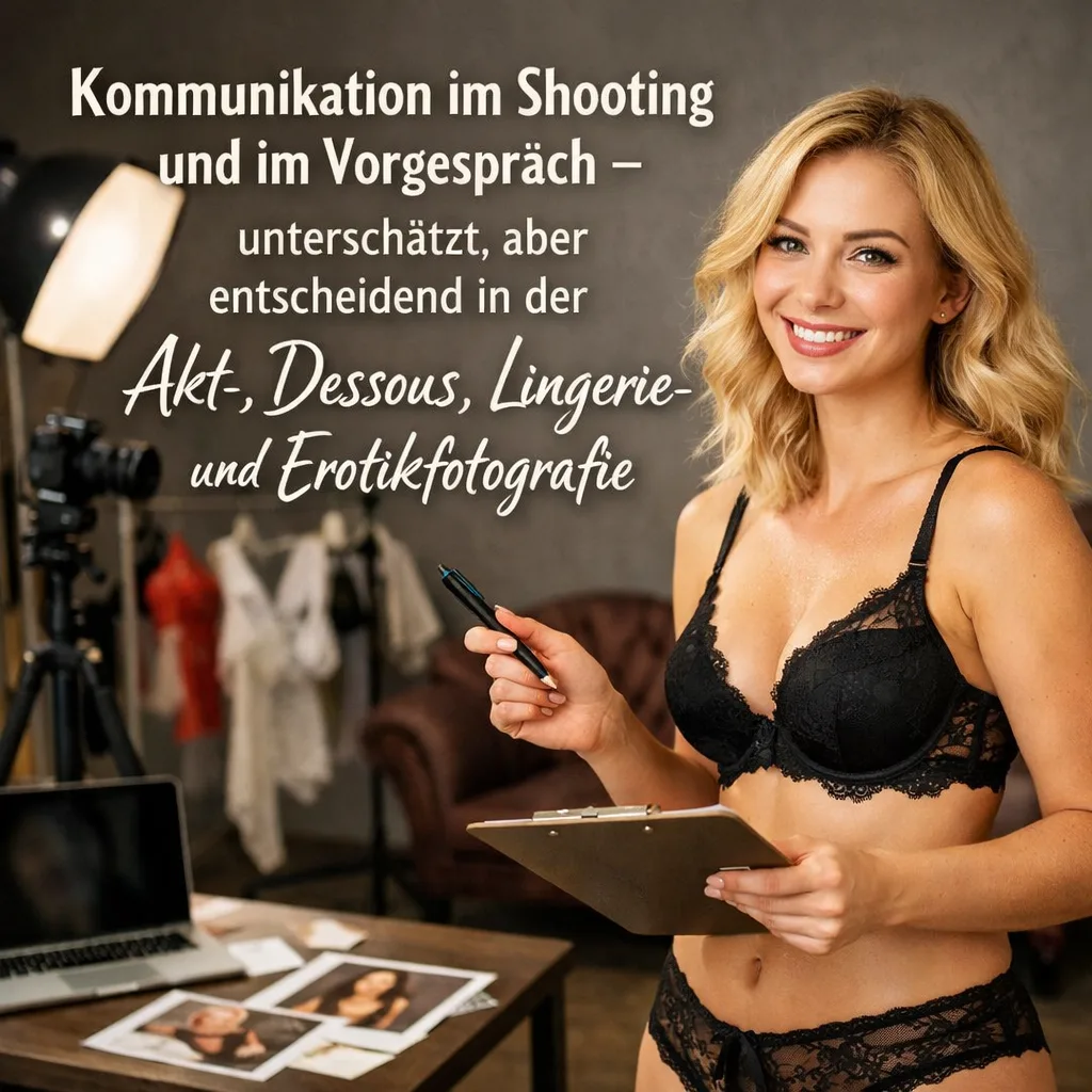 Kommunikation im Shooting und im Vorgespräch – unterschätzt, aber entscheidend in der Akt-, Dessous-, Lingerie- und Erotikfotografie Kommunikation im Shooting und im Vorgespräch – unterschätzt, aber entscheidend in der Akt-, Dessous-, Lingerie- und Erotikfotografie