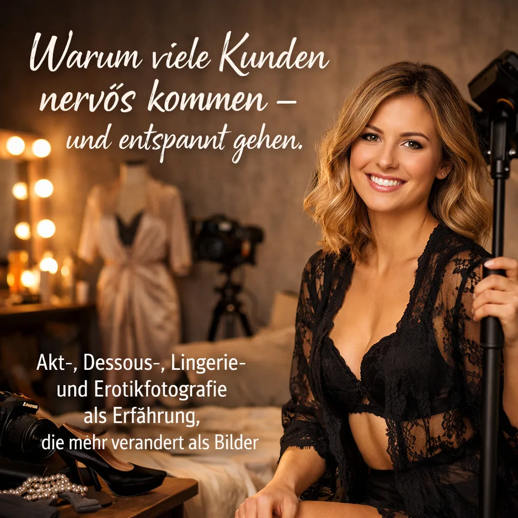 Mehr über den Artikel erfahren Warum viele Kunden nervös kommen – und entspannt gehen. Akt-, Dessous-, Lingerie- und Erotikfotografie als Erfahrung, die mehr verändert als Bilder