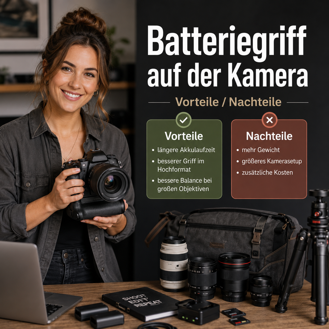 Batteriegriff auf der Kamera Vorteile / Nachteile