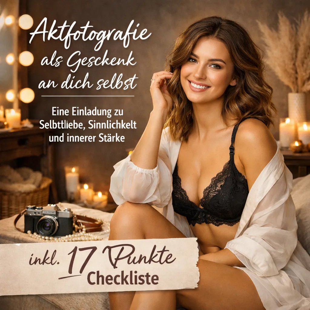 Aktfotografie als Geschenk an dich selbst – eine Einladung zu Selbstliebe, Sinnlichkeit und innerer Stärke inkl. 17 Punkte Checkliste Aktfotografie als Geschenk an dich selbst – eine Einladung zu Selbstliebe, Sinnlichkeit und innerer Stärke inkl. 17 Punkte Checkliste