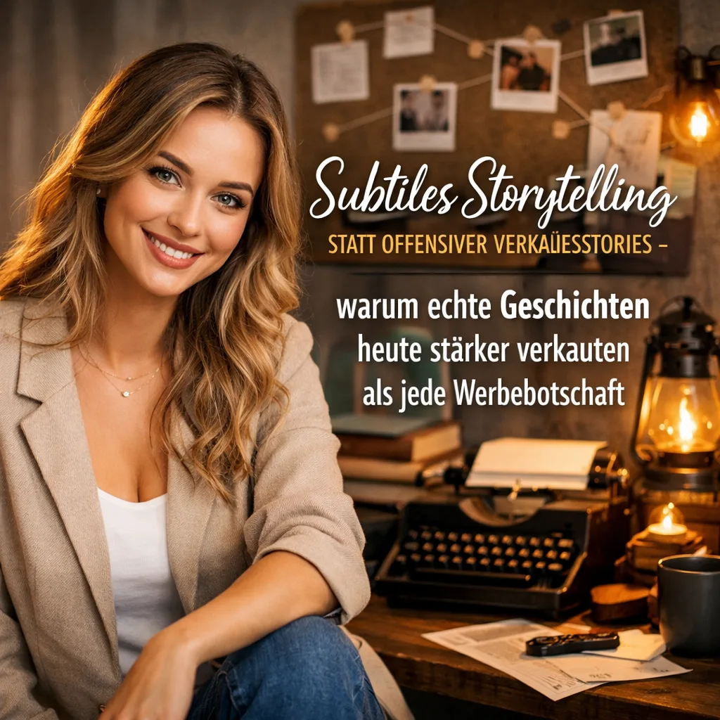 Mehr über den Artikel erfahren Subtiles Storytelling statt offensiver Verkaufsstories – warum echte Geschichten heute stärker verkaufen als jede Werbebotschaft