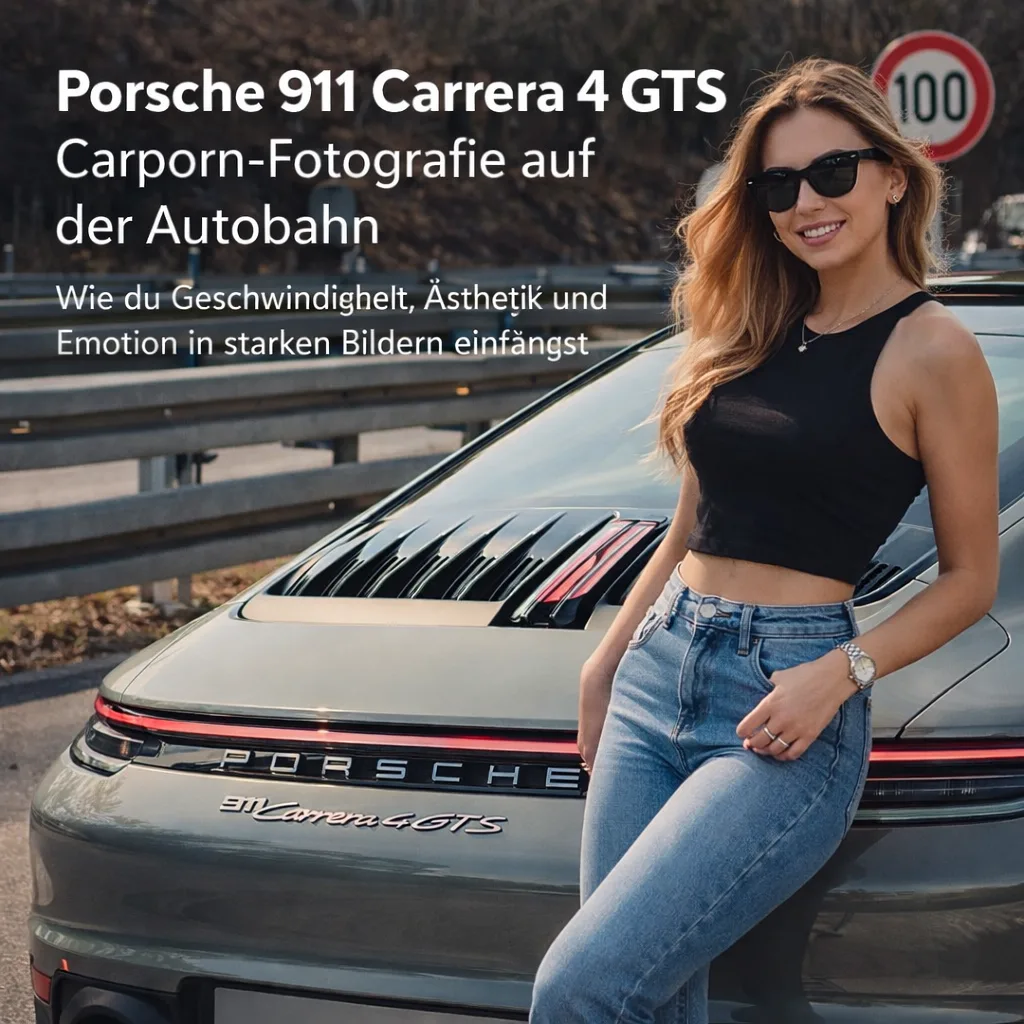 Mehr über den Artikel erfahren Porsche 911 Carrera 4 GTS Carporn-Fotografie auf der Autobahn: Wie du Geschwindigkeit, Ästhetik und Emotion in starken Bildern einfängst