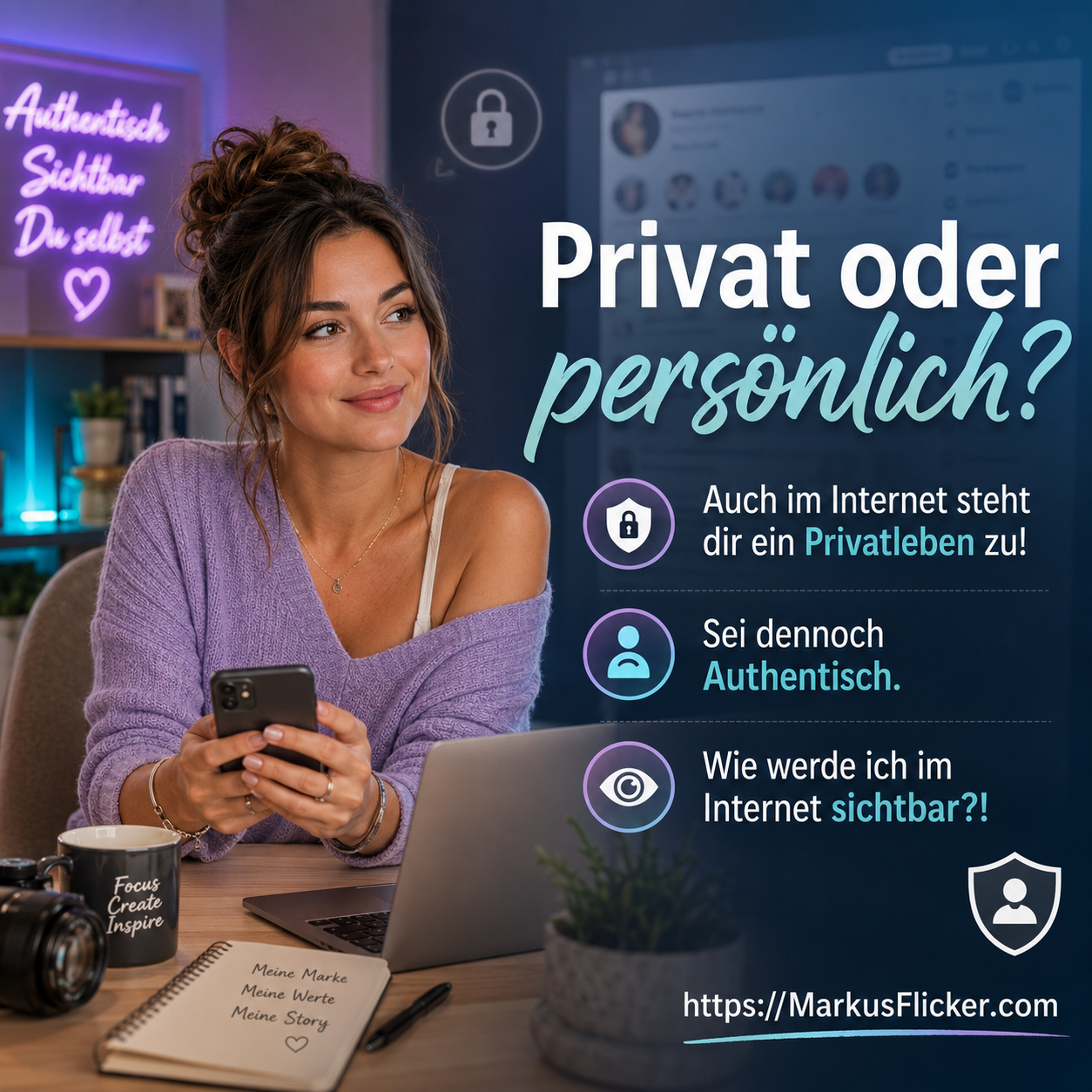 Privat oder persönlich? Auch im Internet steht dir ein Privatleben zu! Sei dennoch Authentisch. Wie werde ich im Internet sichtbar?!