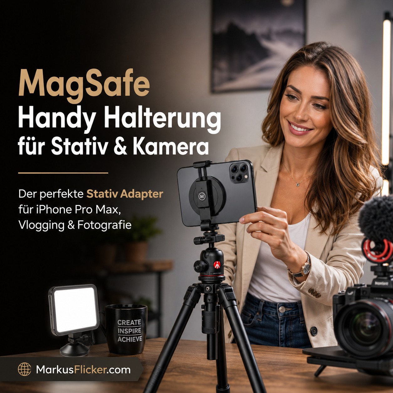 Magsafe Handy Halterung für Stativ und Kamera – Der perfekte Stativ Adapter für iPhone Pro Max, Vlogging & Fotografie Magsafe Handy Halterung für Stativ und Kamera – Der perfekte Stativ Adapter für iPhone Pro Max, Vlogging & Fotografie