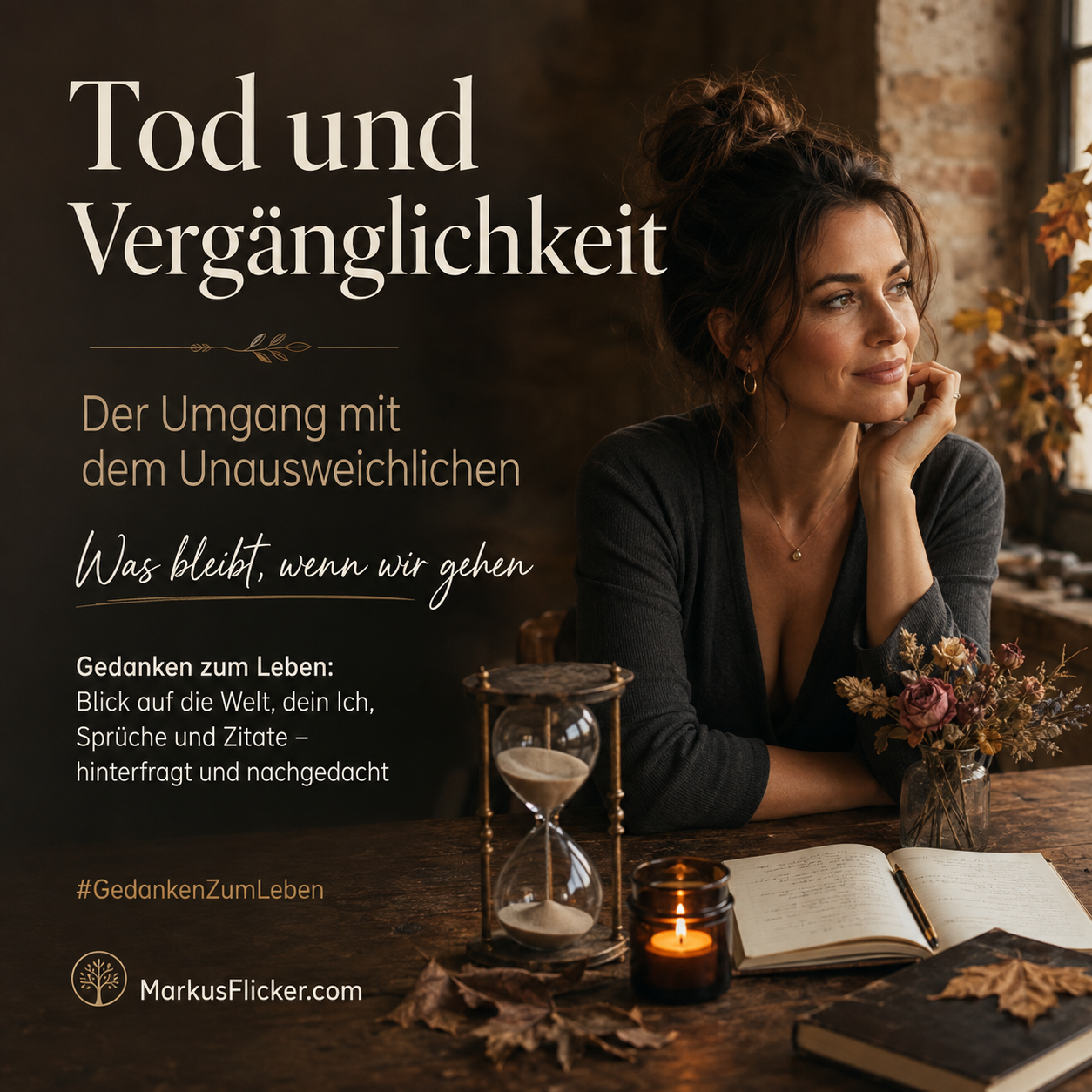 Tod und Vergänglichkeit. Der Umgang mit dem Unausweichlichen. Was bleibt, wenn wir gehen #GedankenZumLeben Tod und Vergänglichkeit. Der Umgang mit dem Unausweichlichen. Was bleibt, wenn wir gehen. Gedanken zum Leben: Blick auf die Welt, dein Ich, Sprüche und Zitate hinterfragt und nachgedacht #GedankenZumLeben