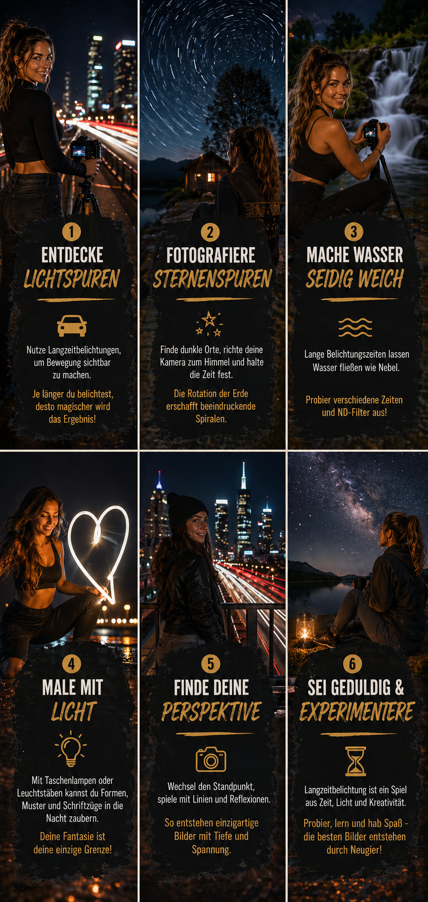 Langzeitbelichtungen bei Nacht: Lichter und Bewegung für DIY Fotografie. Kreative DIY-Fotografie – Zuhause, in der Stadt und in der Natur