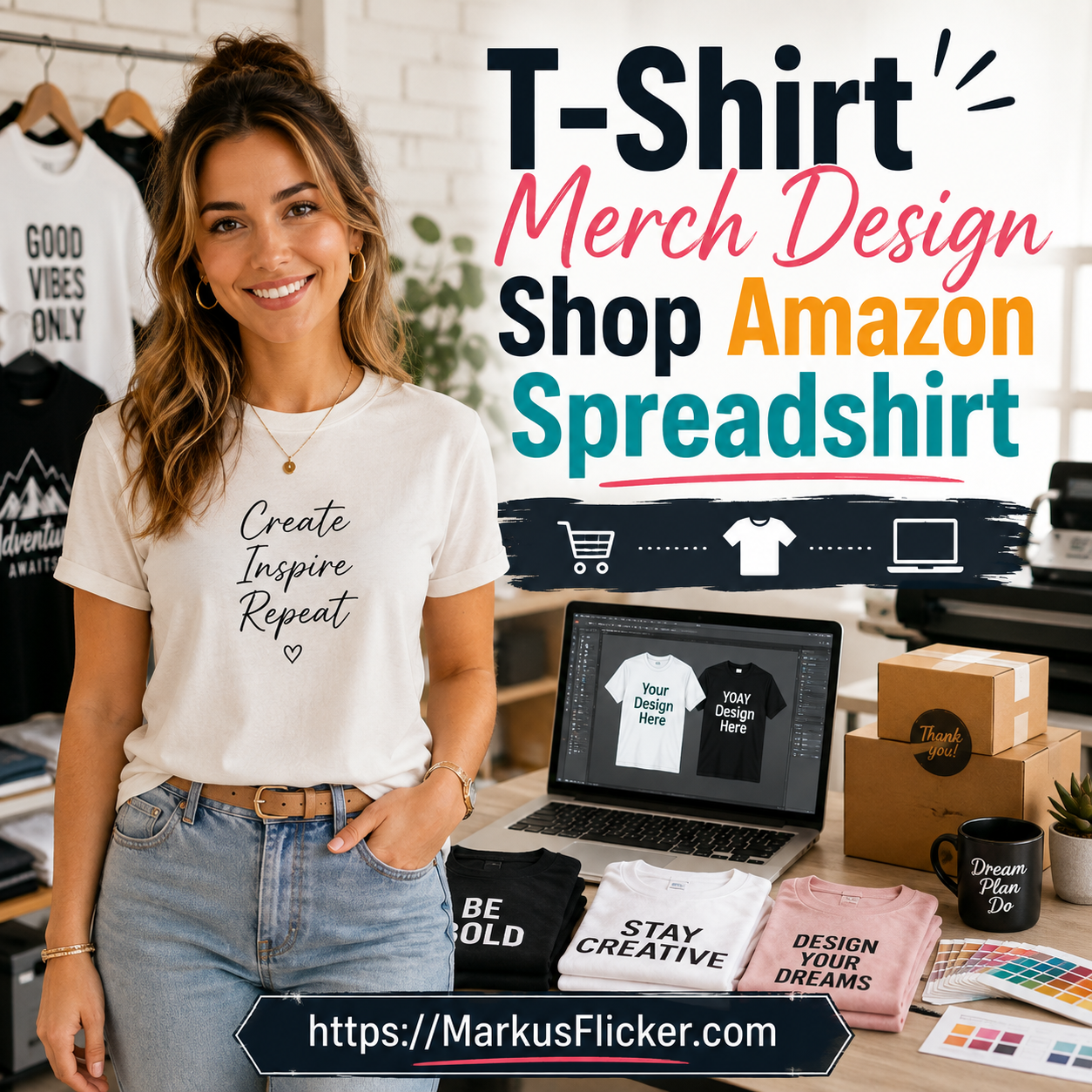 T-Shirt Merch Design Shop Amazon Spreadshirt inkl. 37 praxisnahe Tipps & Tricks