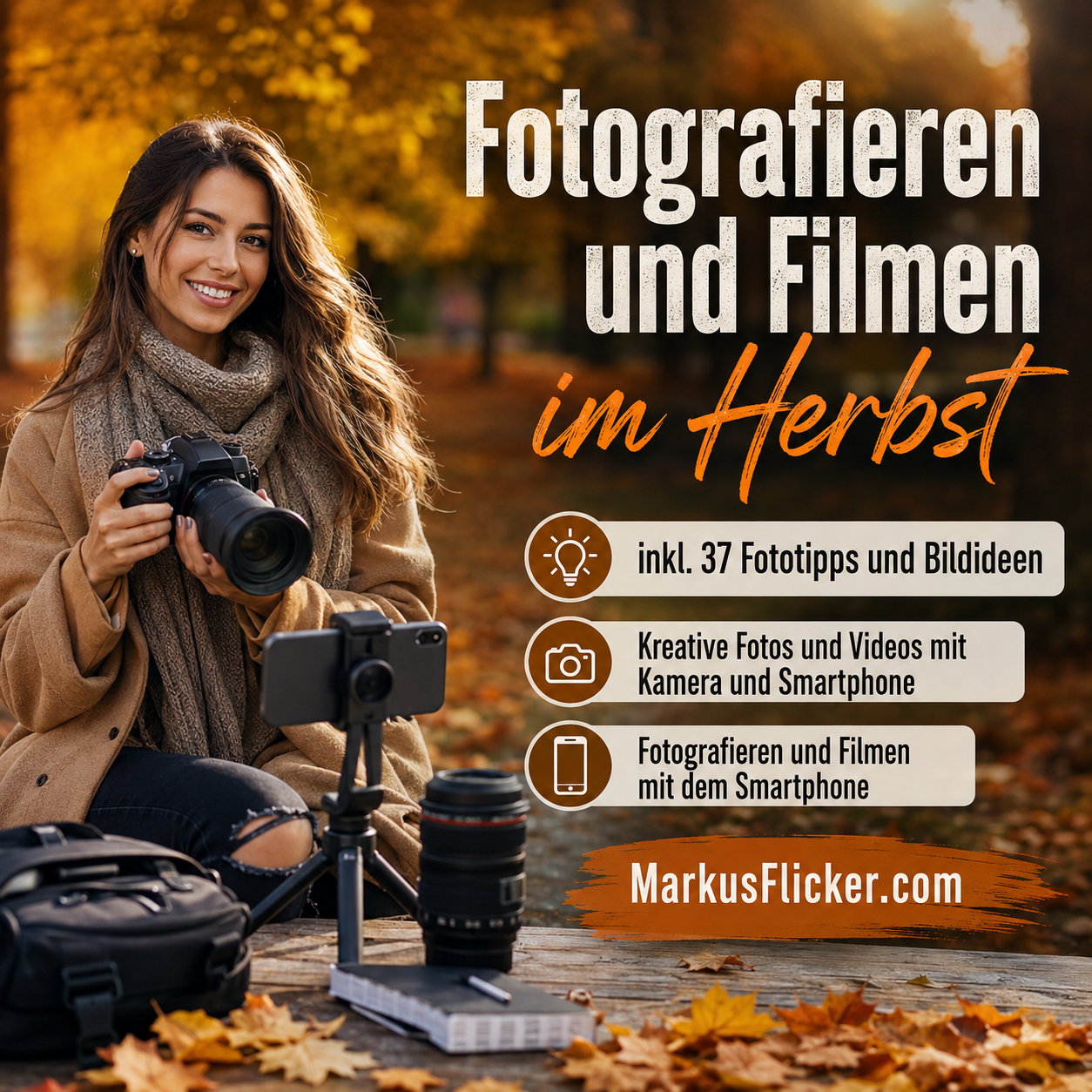 Mehr über den Artikel erfahren Fotografieren und Filmen im Herbst inkl. 37 Fototipps und Bildideen. Kreative Fotos und Videos mit Kamera und Smartphone. Fotografieren und Filmen mit dem Smartphone