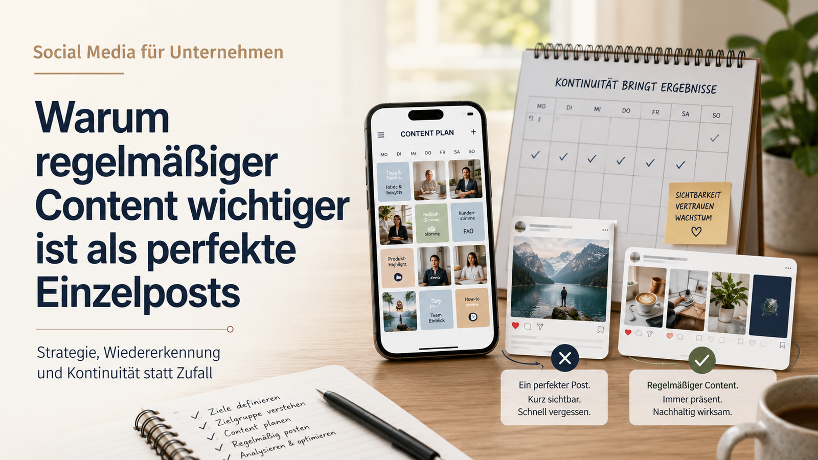 Mehr über den Artikel erfahren Social Media für Unternehmen: Warum regelmäßiger Content mehr bringt als einzelne perfekte Posts