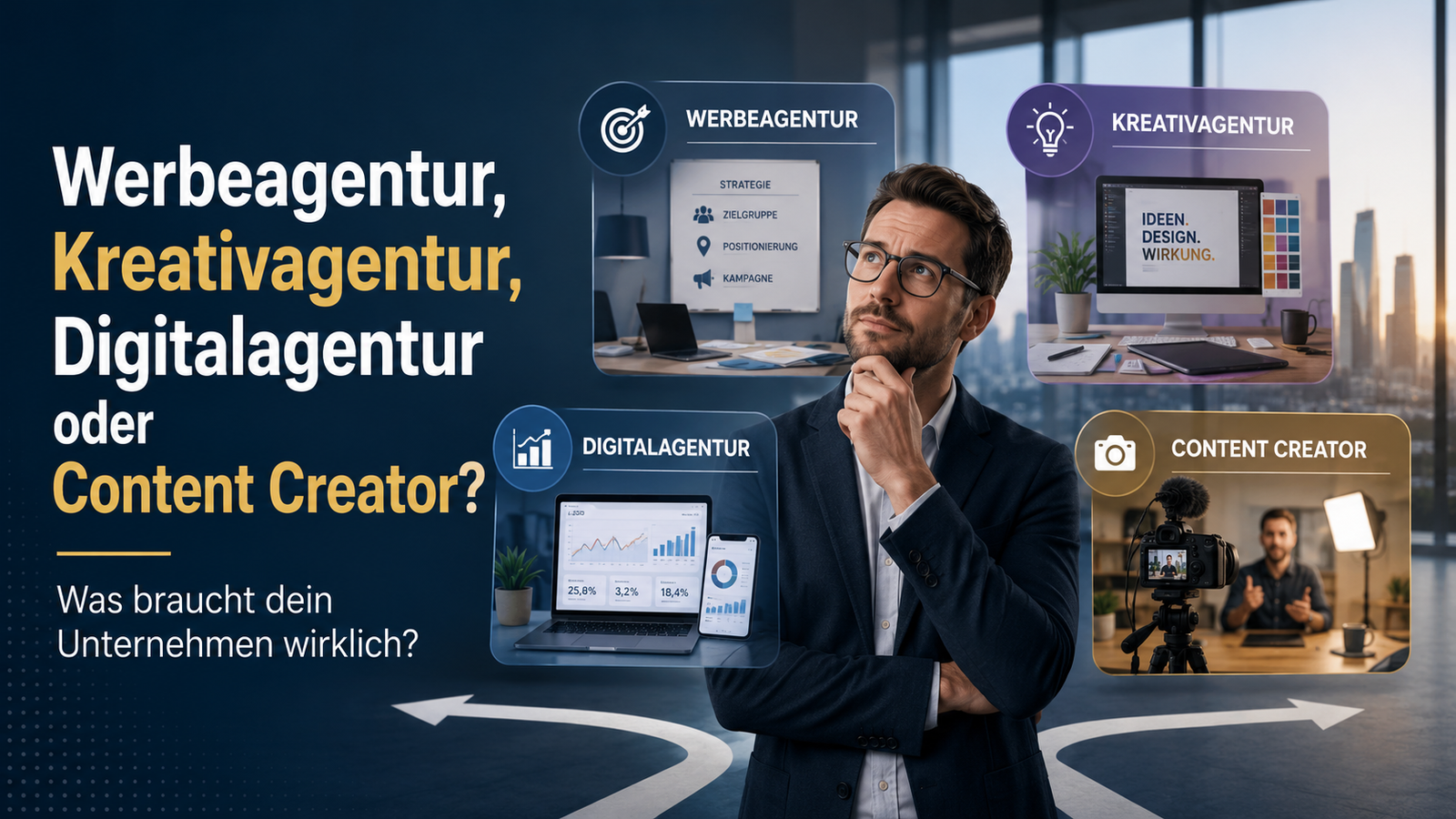 Mehr über den Artikel erfahren Werbeagentur, Kreativagentur, Digitalagentur oder Content Creator: Was braucht dein Unternehmen wirklich?