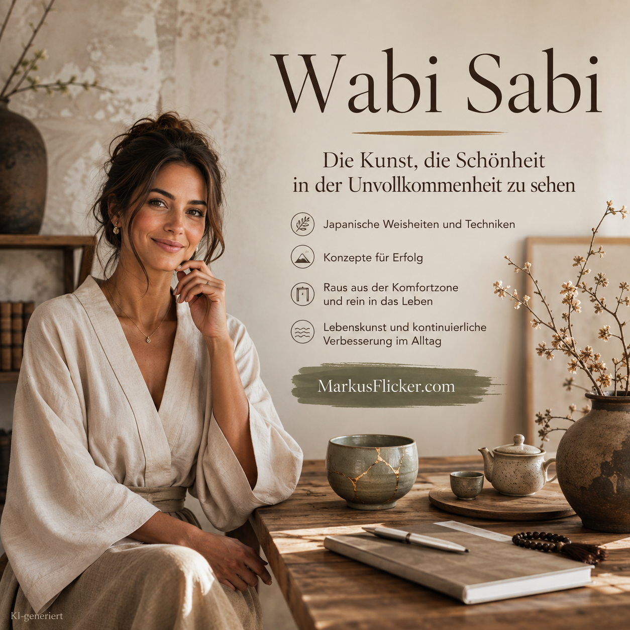 Mehr über den Artikel erfahren Wabi Sabi: die Kunst, die Schönheit in der Unvollkommenheit zu sehen. Japanische Weisheiten und Techniken. Konzepte für Erfolg. Raus aus der Komfortzone und rein in das Leben. Lebenskunst und kontinuierliche Verbesserung im Alltag.