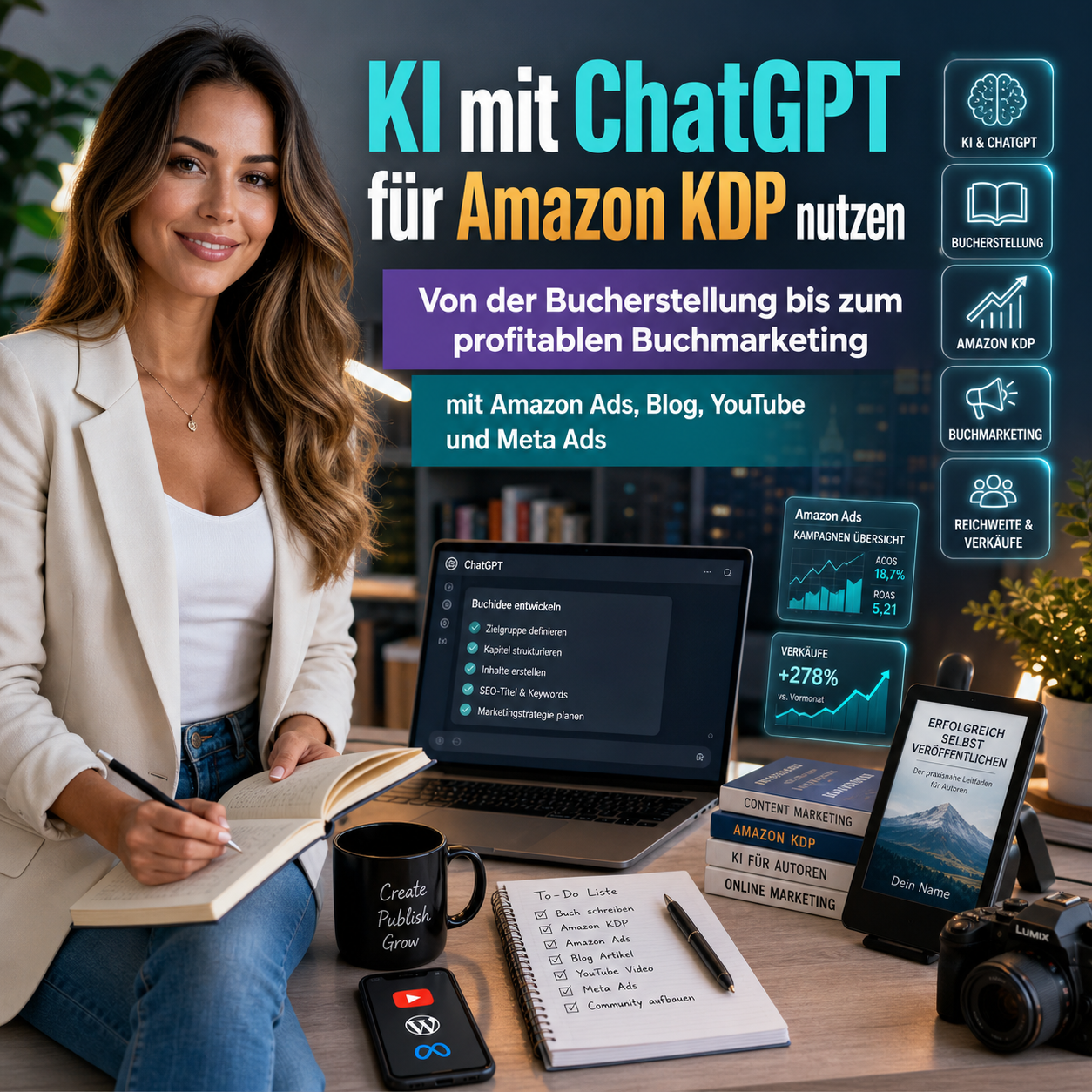 Du betrachtest gerade KI mit ChatGPT für Amazon KDP nutzen: Von der Bucherstellung bis zum profitablen Buchmarketing mit Amazon Ads, Blog, YouTube und Meta Ads