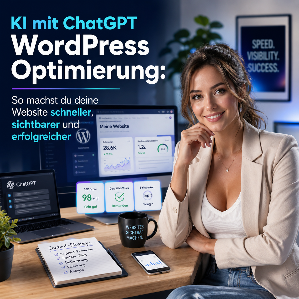 Du betrachtest gerade KI mit ChatGPT WordPress Optimierung: So machst du deine Website schneller, sichtbarer und erfolgreicher