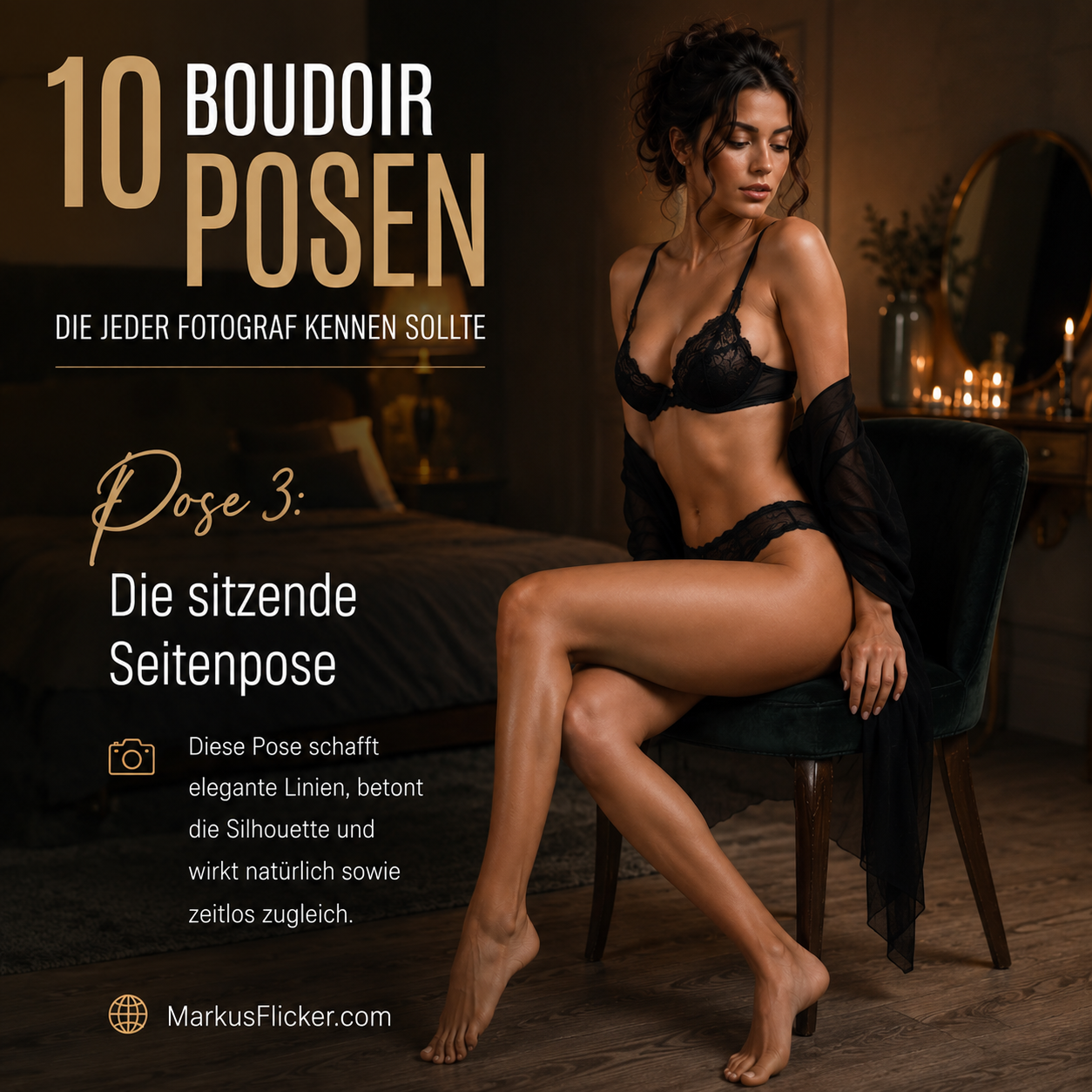 10 Boudoir Posen, die jeder Fotograf kennen sollte Pose 3: Die sitzende Seitenpose