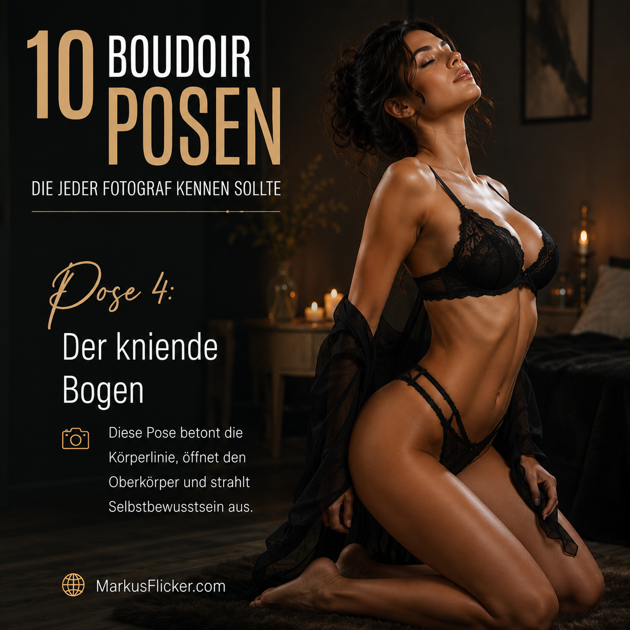 10 Boudoir Posen, die jeder Fotograf kennen sollte Pose 4: Der kniende Bogen